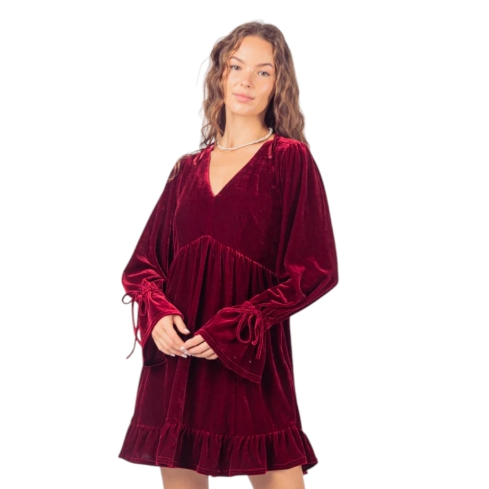 New In Velvet Holiday Party Mini Dress Soft Delicate Romantic Feminine Gothcore